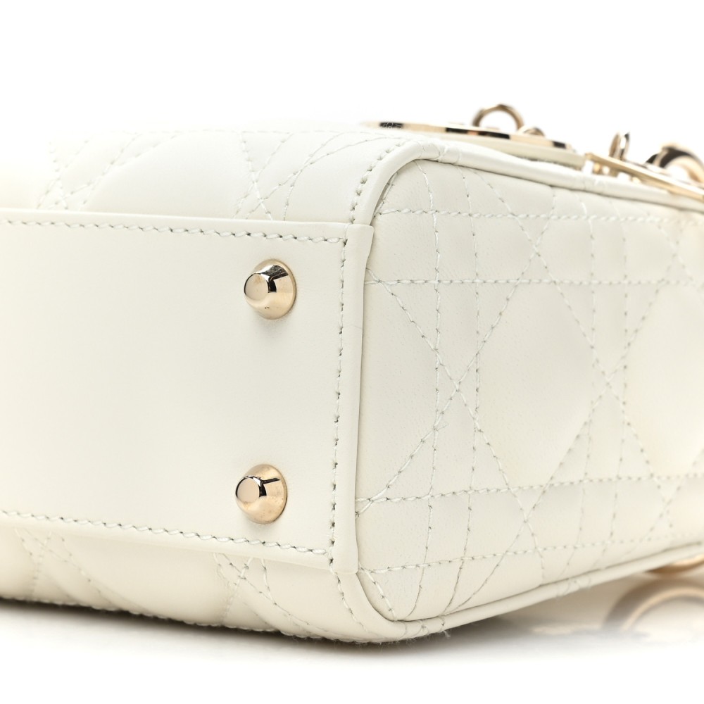 Lambskin Cannage Mini Lady Dior White