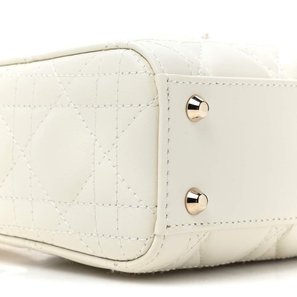 Lambskin Cannage Mini Lady Dior White