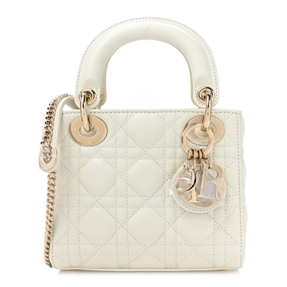 Lambskin Cannage Mini Lady Dior White