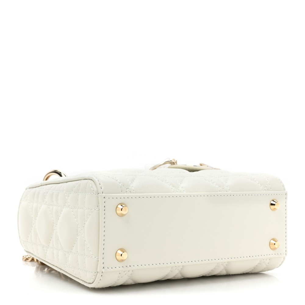 Lambskin Cannage Mini Lady Dior White