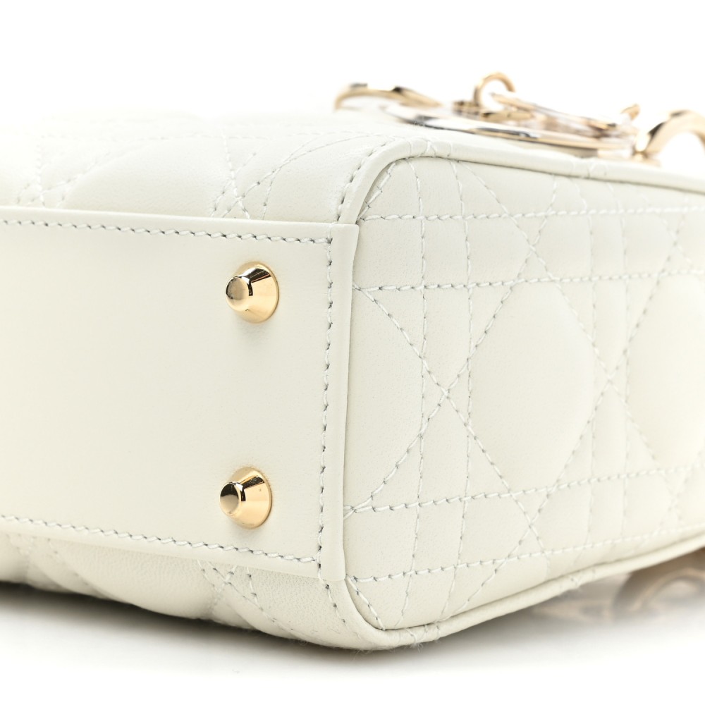 Lambskin Cannage Mini Lady Dior White