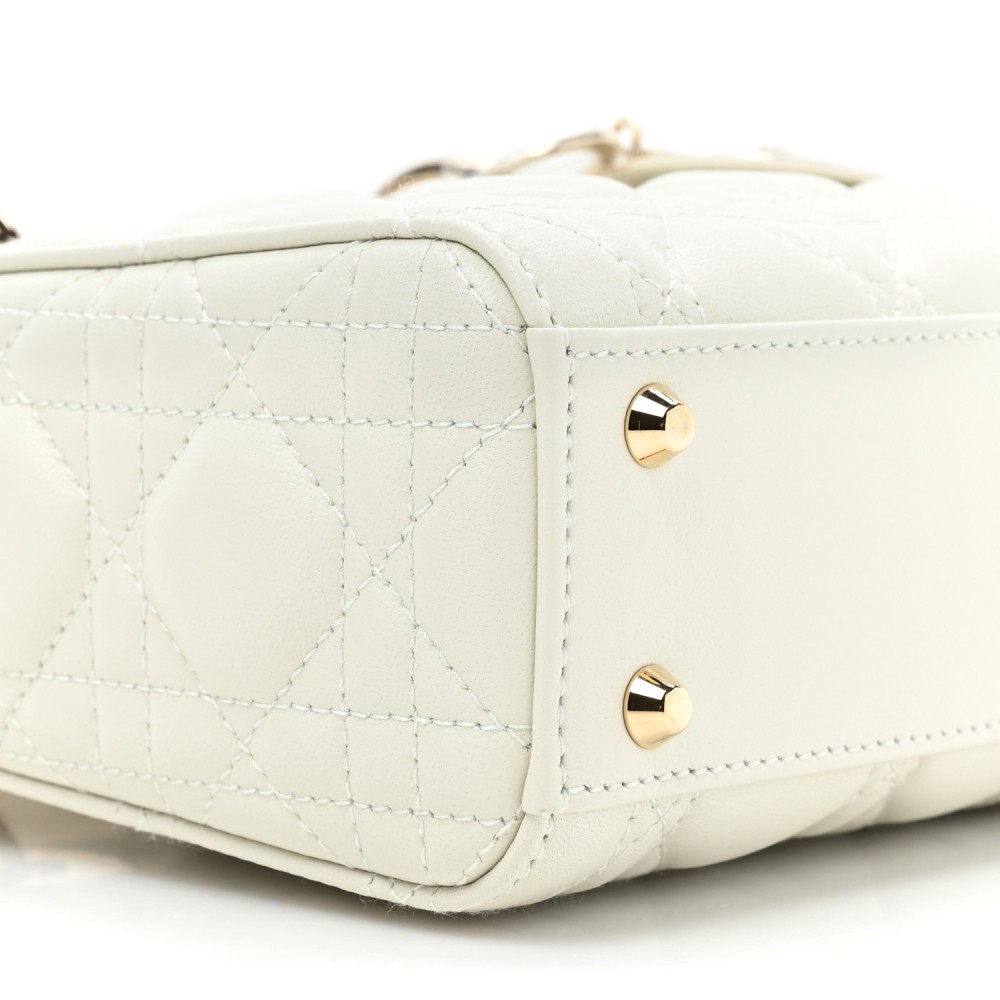 Lambskin Cannage Mini Lady Dior White