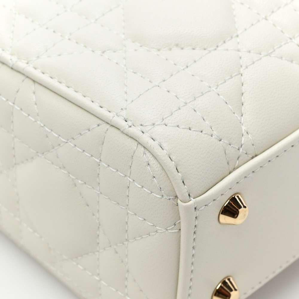 Lambskin Cannage Mini Lady Dior White