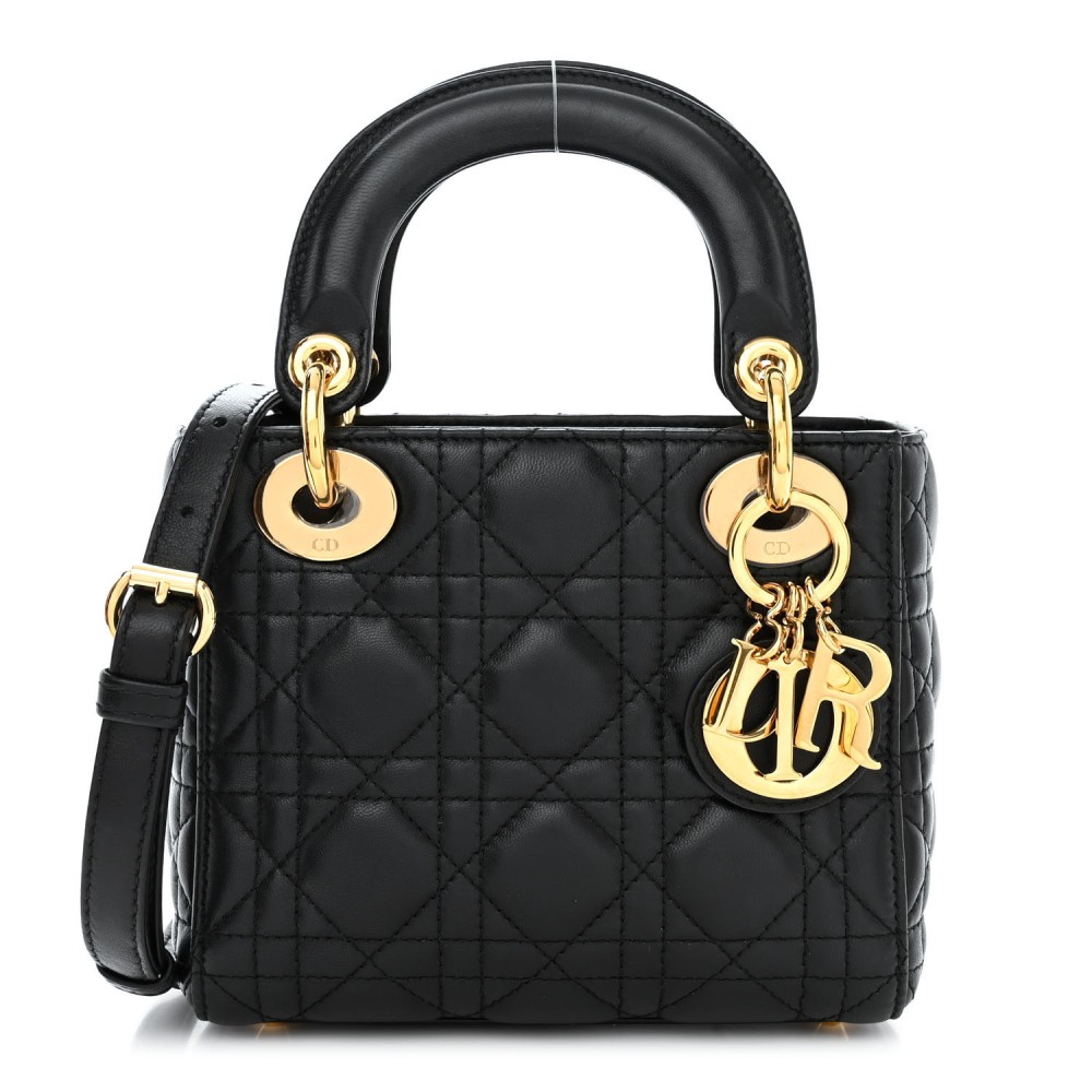 Lambskin Cannage Mini Lady Dior Black