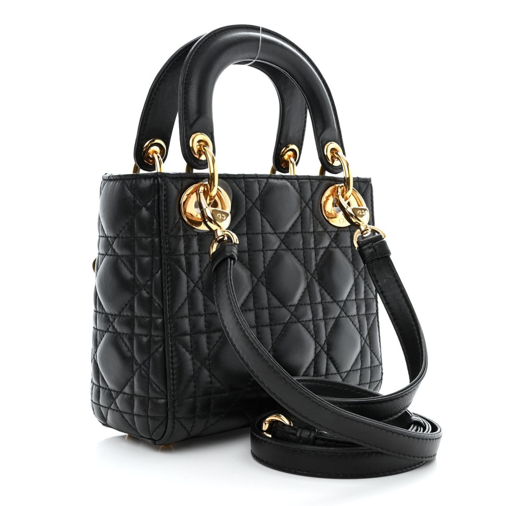 Lambskin Cannage Mini Lady Dior Black