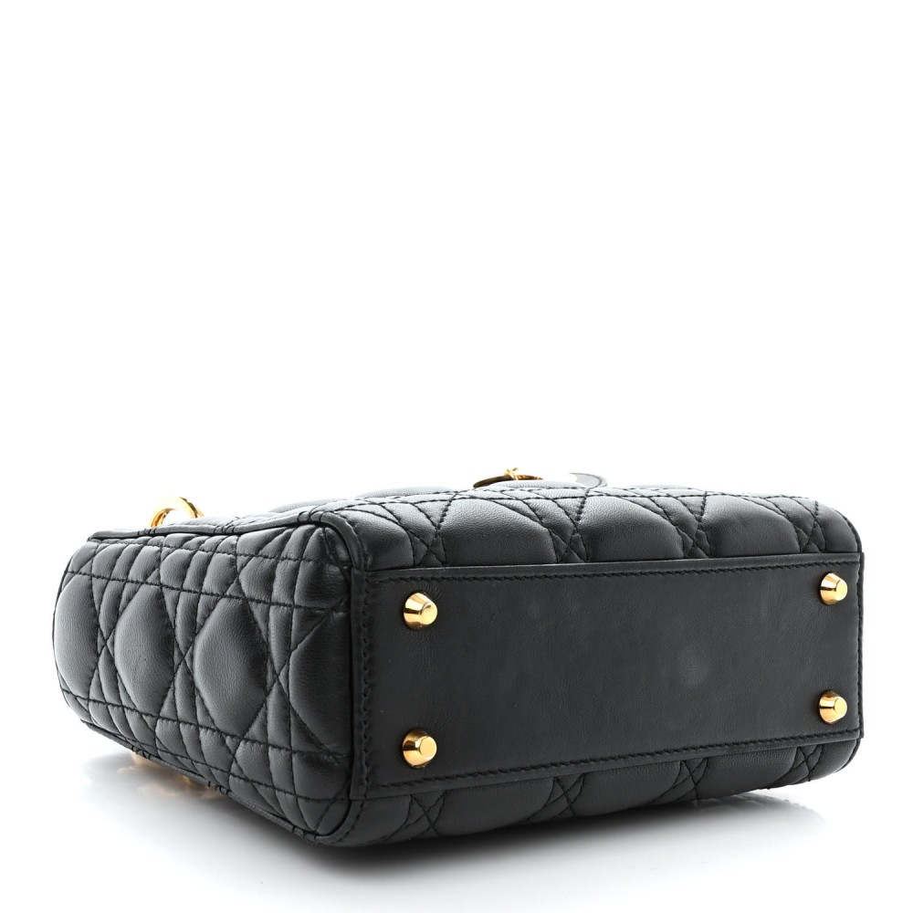 Lambskin Cannage Mini Lady Dior Black