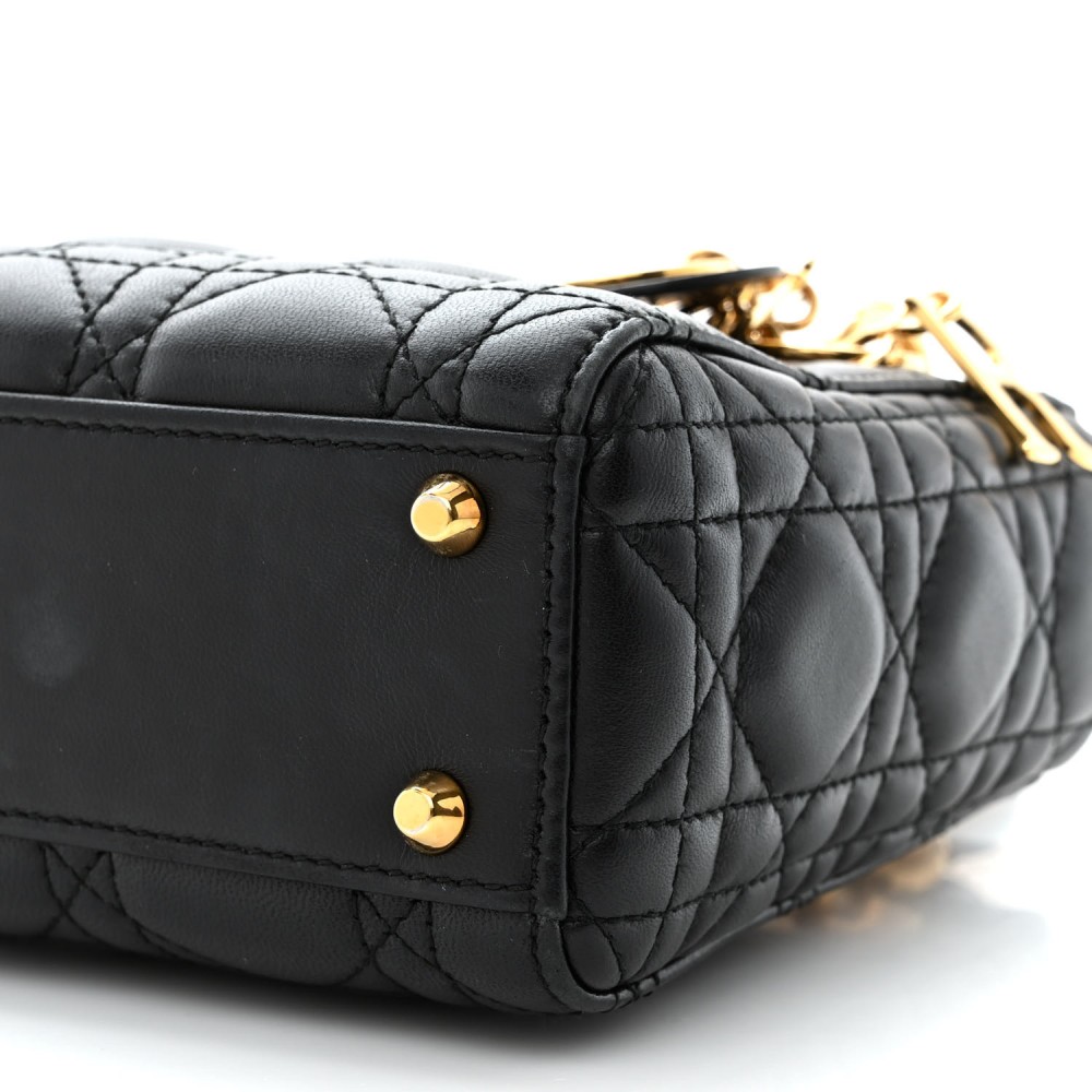 Lambskin Cannage Mini Lady Dior Black