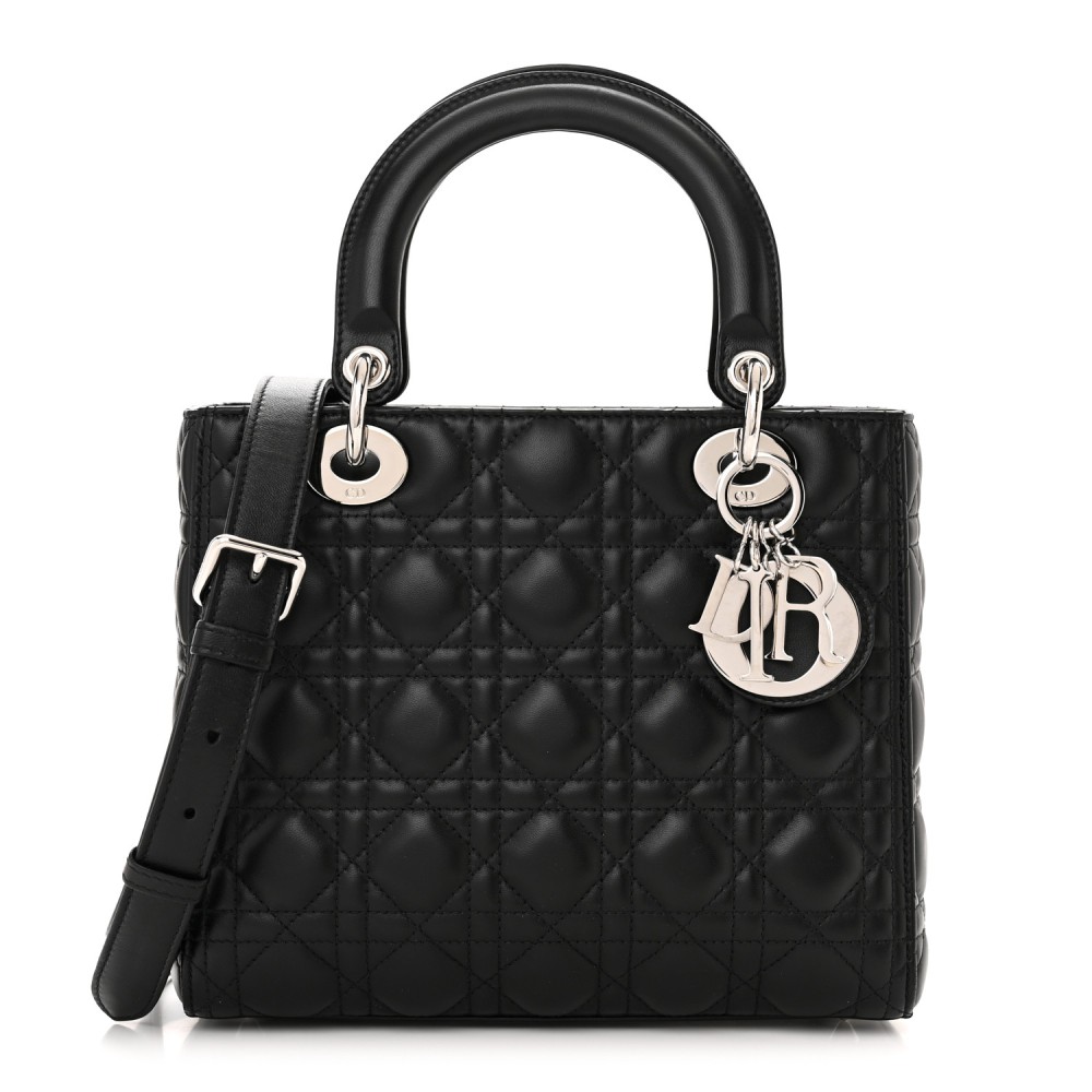 Lambskin Cannage Medium Lady Dior Black