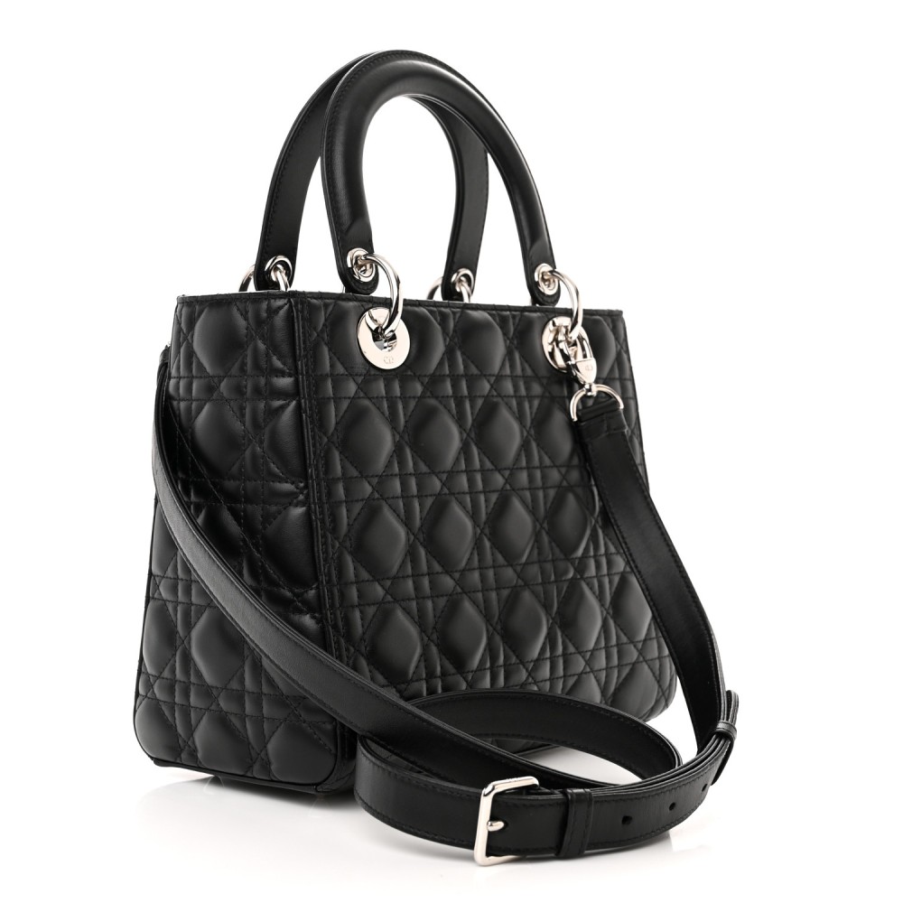 Lambskin Cannage Medium Lady Dior Black