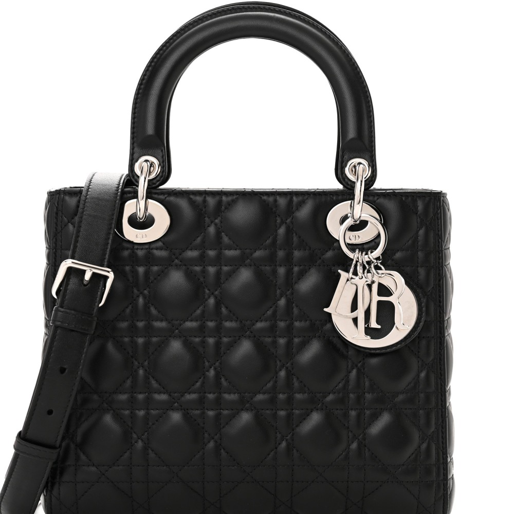 Lambskin Cannage Medium Lady Dior Black