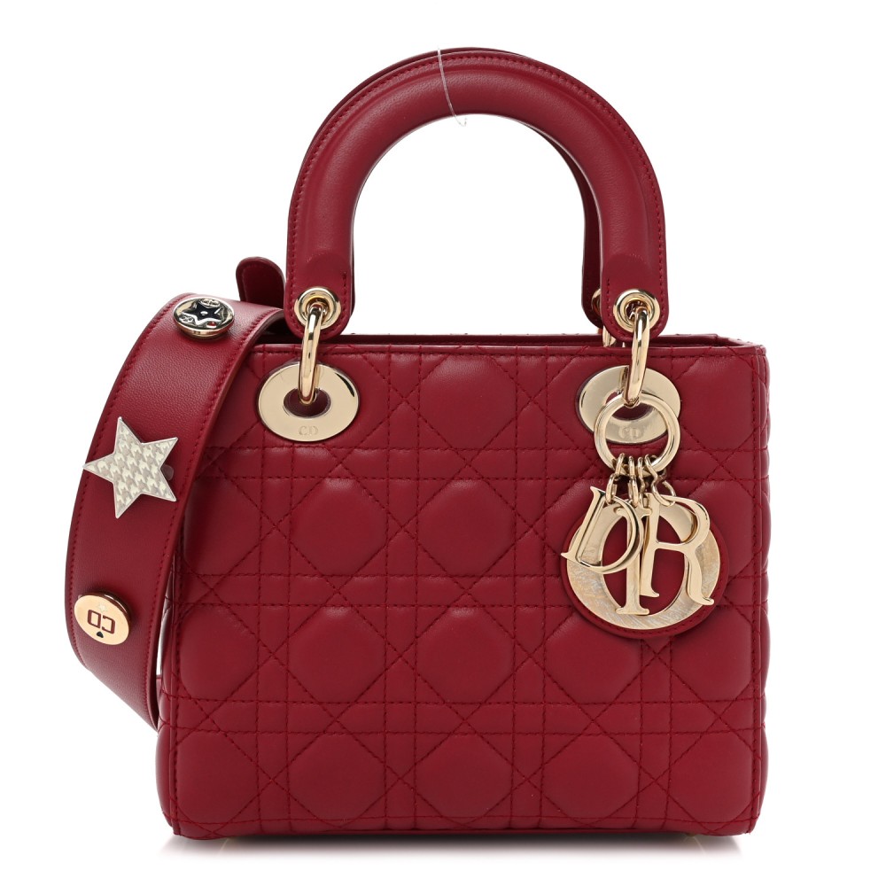 Lambskin Cannage Small Lucky Badges My Lady Dior Red