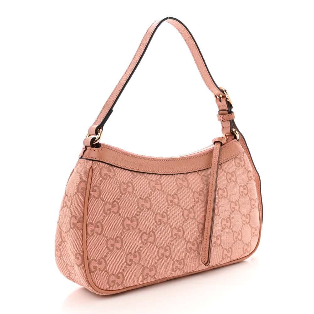 Monogram Textured Dollar Calfskin Small Ophidia Hobo Cloche Rose Pink