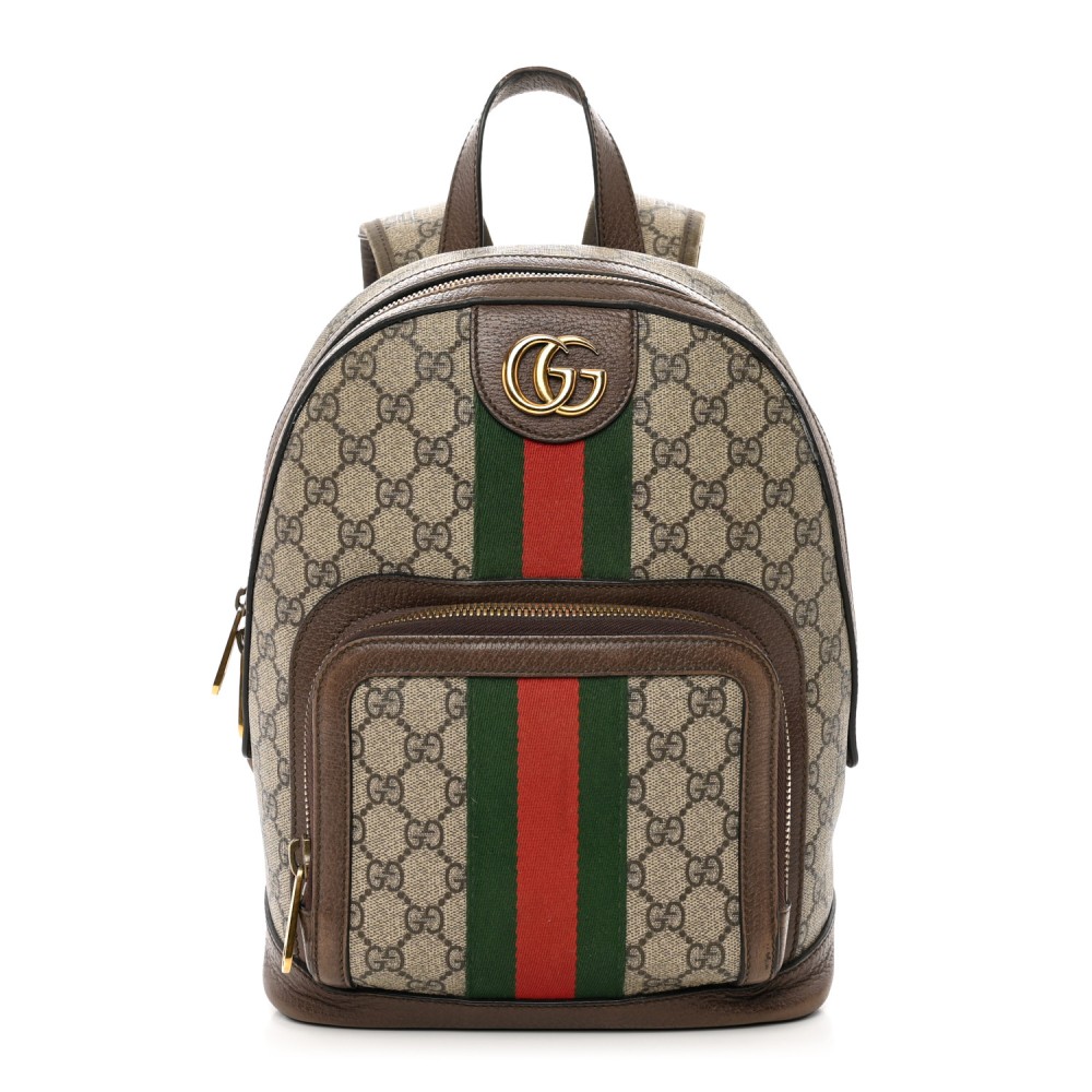 GG Supreme Monogram Calfskin Web Small Ophidia Day Backpack Beige Ebony New Acero