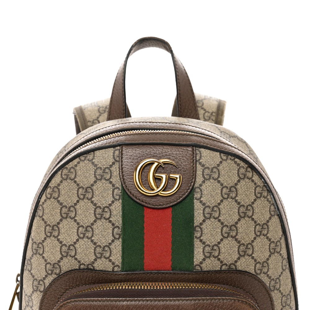 GG Supreme Monogram Calfskin Web Small Ophidia Day Backpack Beige Ebony New Acero