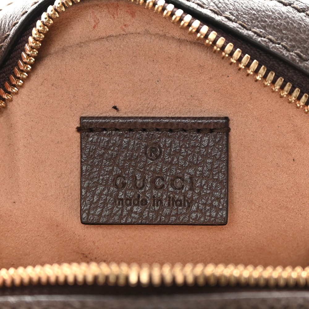 GG Supreme Monogram Web Mini Ophidia Round Shoulder Bag Brown