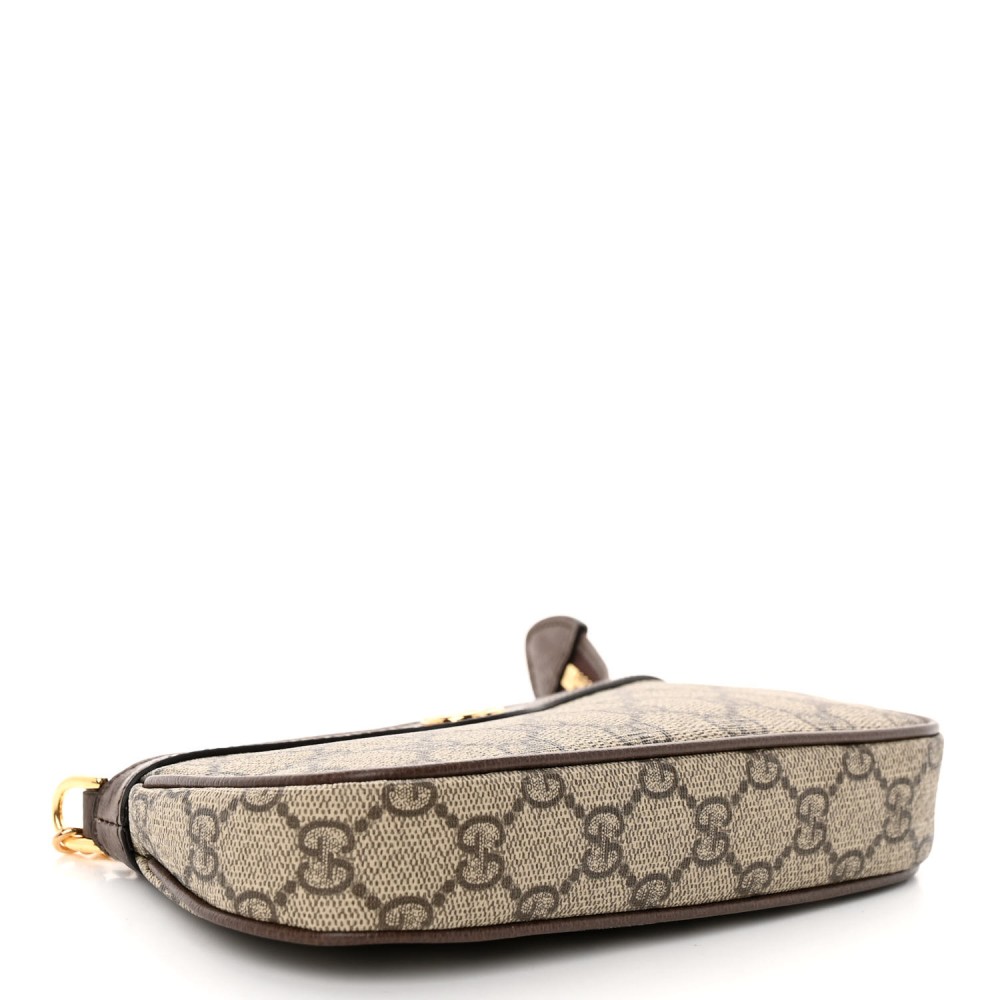 GG Supreme Monogram Textured Dollar Calfskin Mini Ophidia Chain Bag Beige Ebony