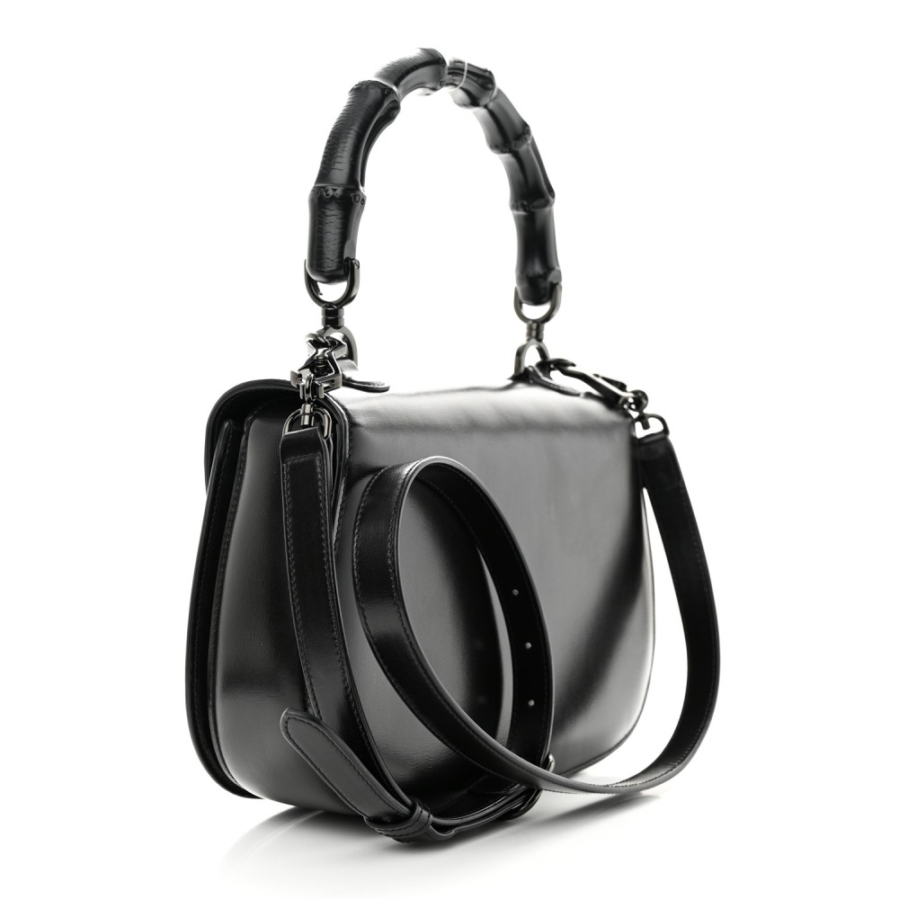 Boarded Dyana Lux Calfskin Web Monochrome Medium Bamboo 1947 Top Handle Bag Black