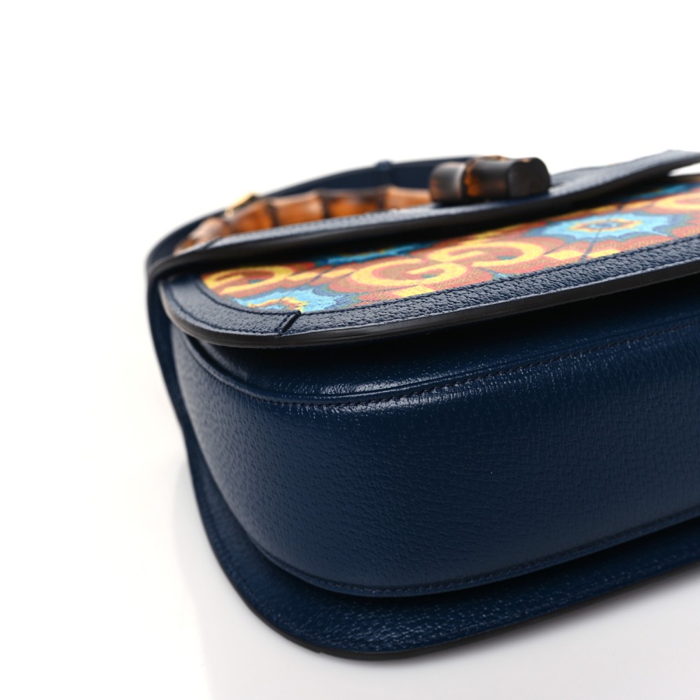 Calfskin Kaleidoscope Medium Bamboo 1947 Top Handle Bag Blue Orange Multicolor Blue Agata