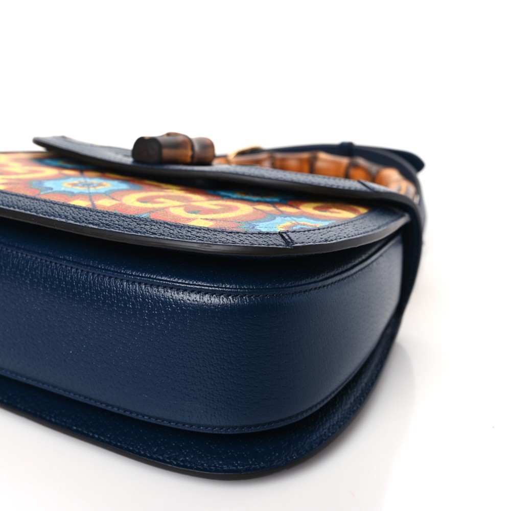 Calfskin Kaleidoscope Medium Bamboo 1947 Top Handle Bag Blue Orange Multicolor Blue Agata