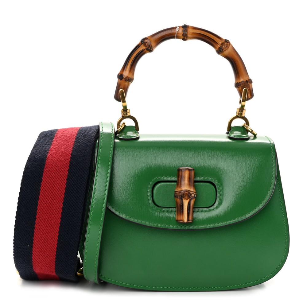 Boarded Dyana Lux Calfskin Mini Bamboo 1947 Top Handle Bag Spring Green