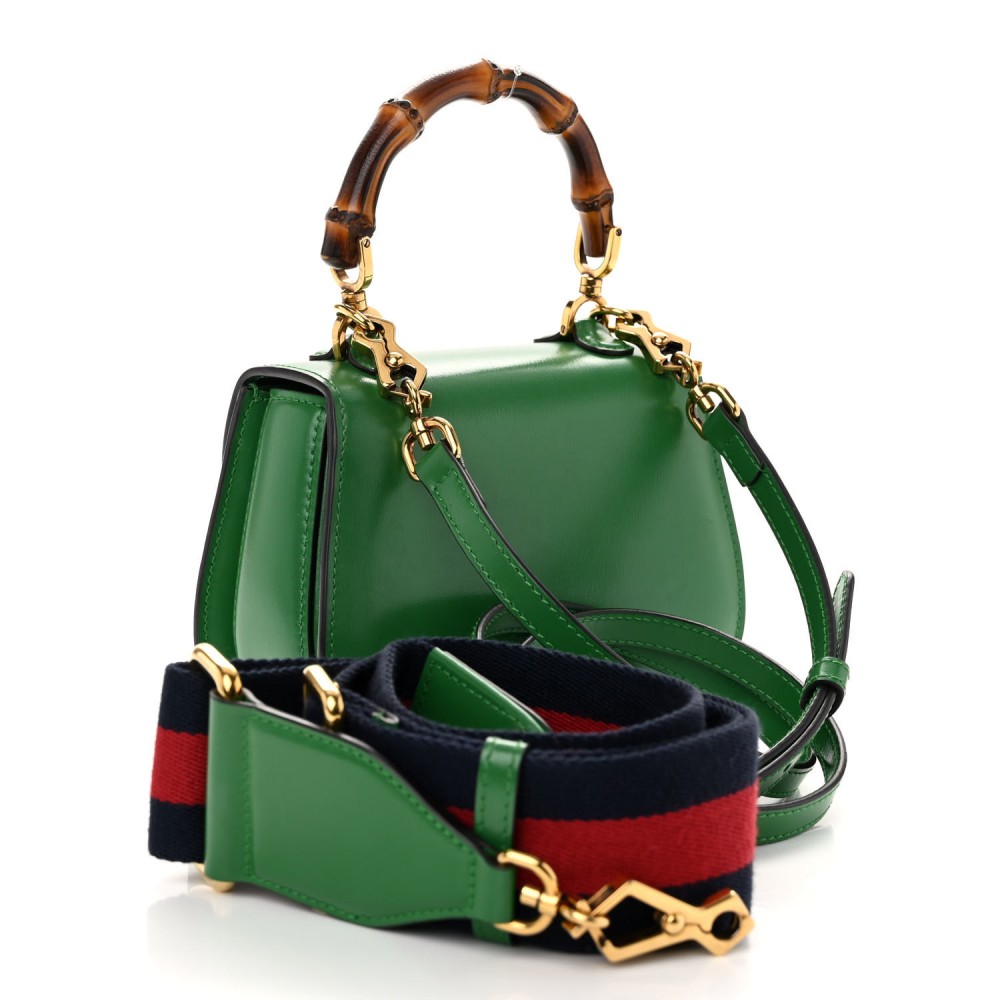 Boarded Dyana Lux Calfskin Mini Bamboo 1947 Top Handle Bag Spring Green