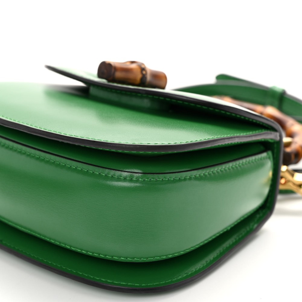 Boarded Dyana Lux Calfskin Mini Bamboo 1947 Top Handle Bag Spring Green