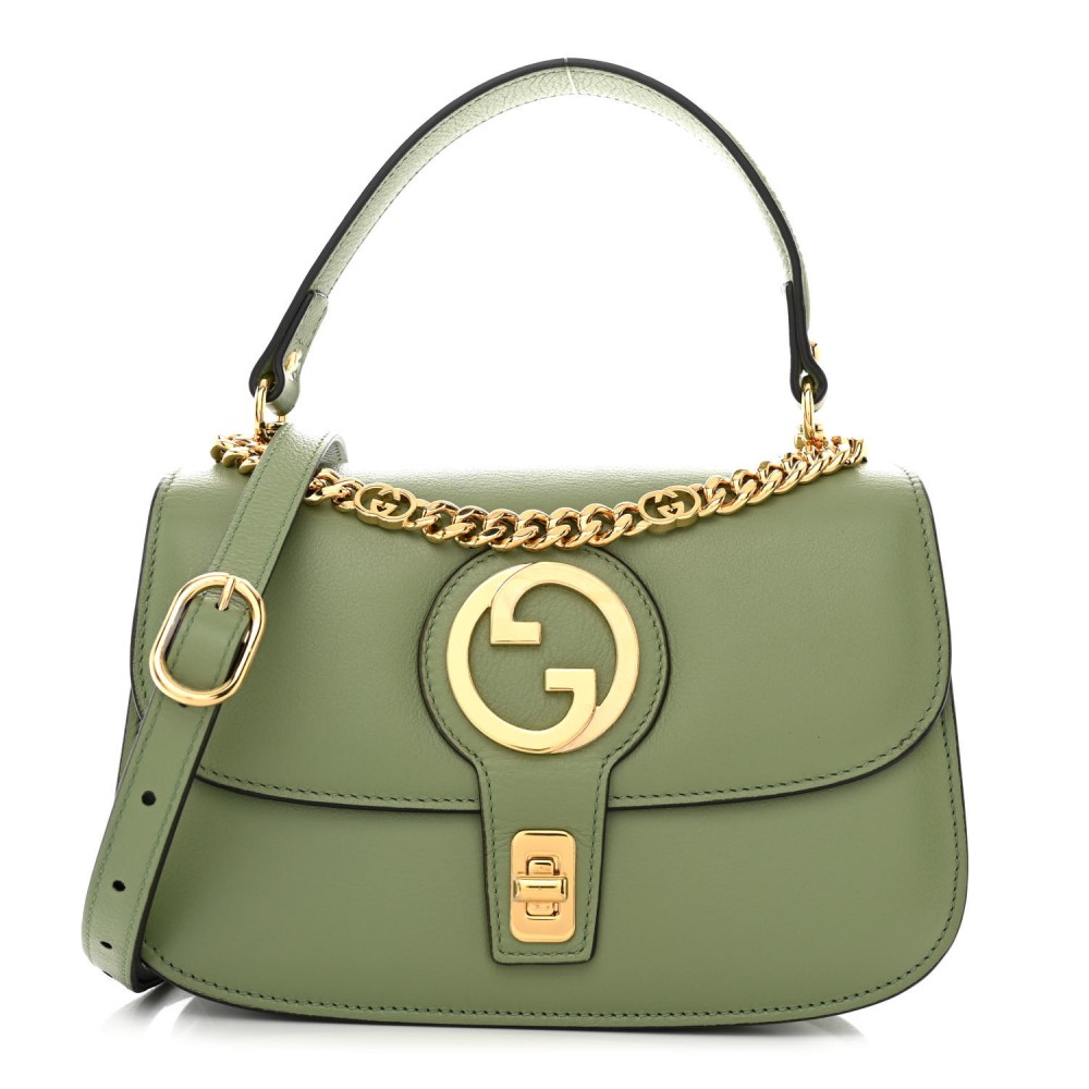 Roxy Calfskin Small Blondie Top Handle Shoulder Flap Bag Salamander Green