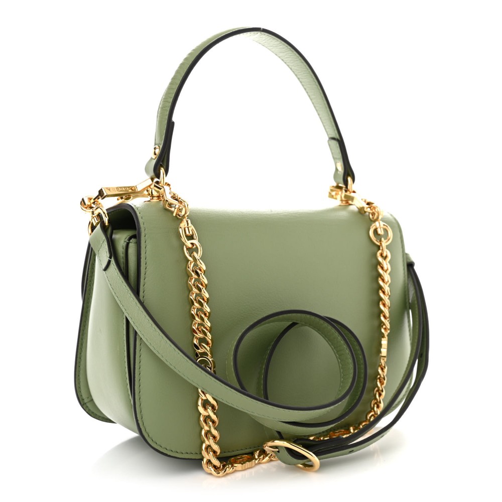 Roxy Calfskin Small Blondie Top Handle Shoulder Flap Bag Salamander Green