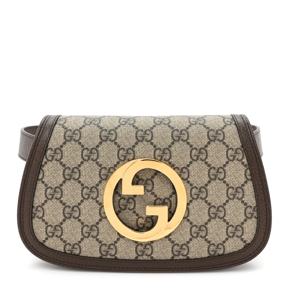 GG Supreme Monogram Textured Dollar Calfskin Blondie Belt Bag 85 34 Beige Ebony New Acero