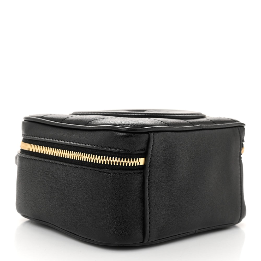 Sakai Be Green Calfskin Diagonal Stitched Blondie Top Handle Bag Black