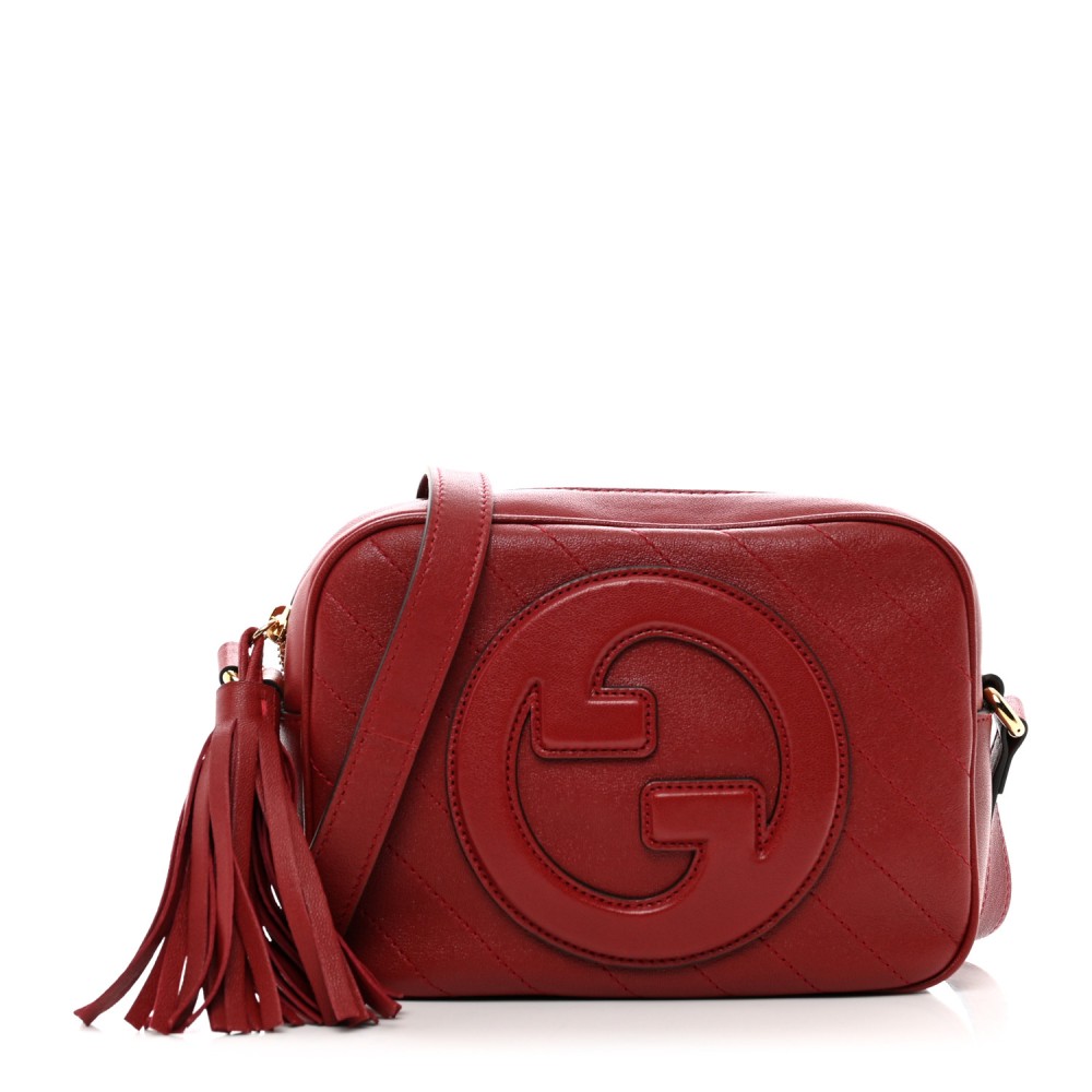 Sakai Be Green Calfskin Diagonal Stitched Small Blondie Shoulder Bag Rosso