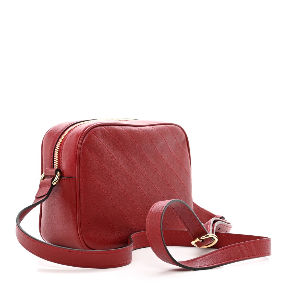 Sakai Be Green Calfskin Diagonal Stitched Small Blondie Shoulder Bag Rosso