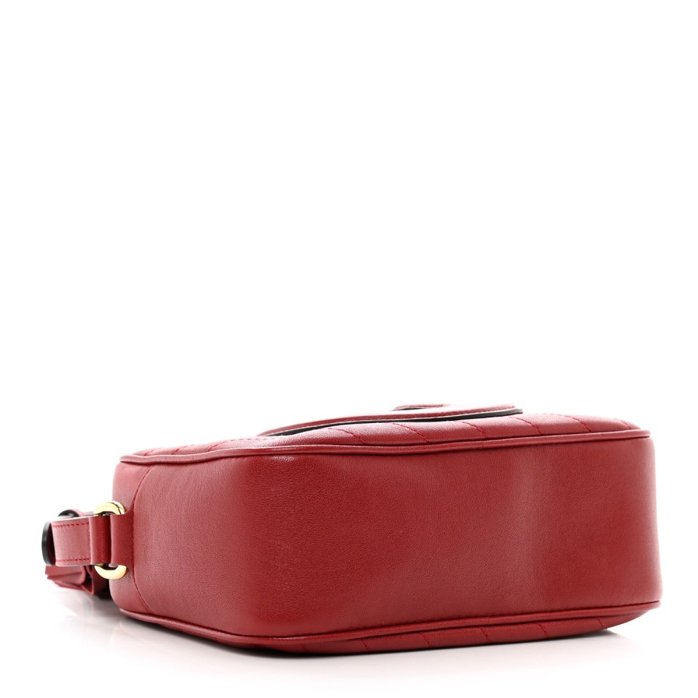 Sakai Be Green Calfskin Diagonal Stitched Small Blondie Shoulder Bag Rosso