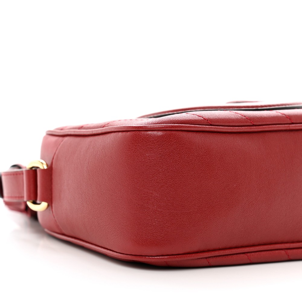 Sakai Be Green Calfskin Diagonal Stitched Small Blondie Shoulder Bag Rosso