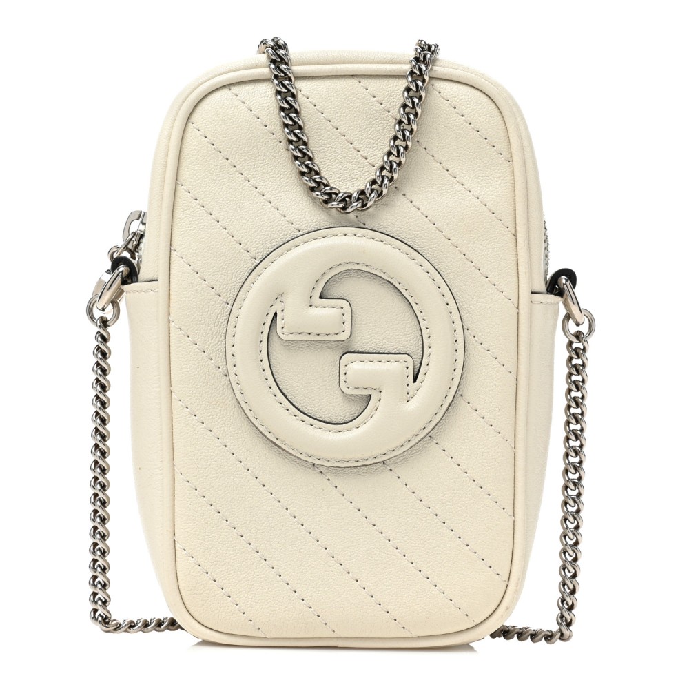 Sakai Be Green Calfskin Diagonal Stitched Mini Blondie Vertical Shoulder Bag Mystic White