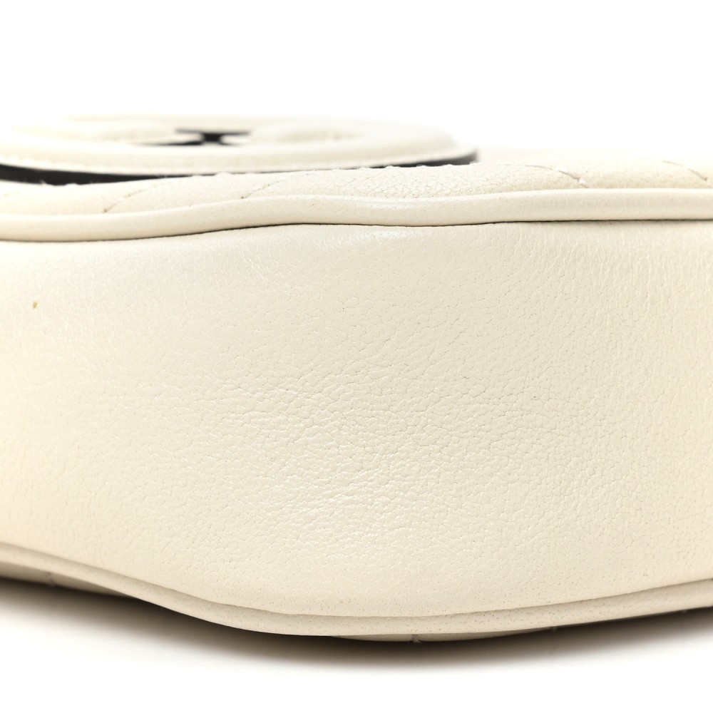 Sakai Be Green Calfskin Diagonal Stitched Mini Blondie Vertical Shoulder Bag Mystic White