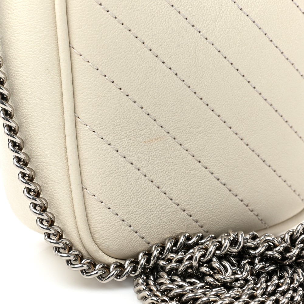 Sakai Be Green Calfskin Diagonal Stitched Mini Blondie Vertical Shoulder Bag Mystic White