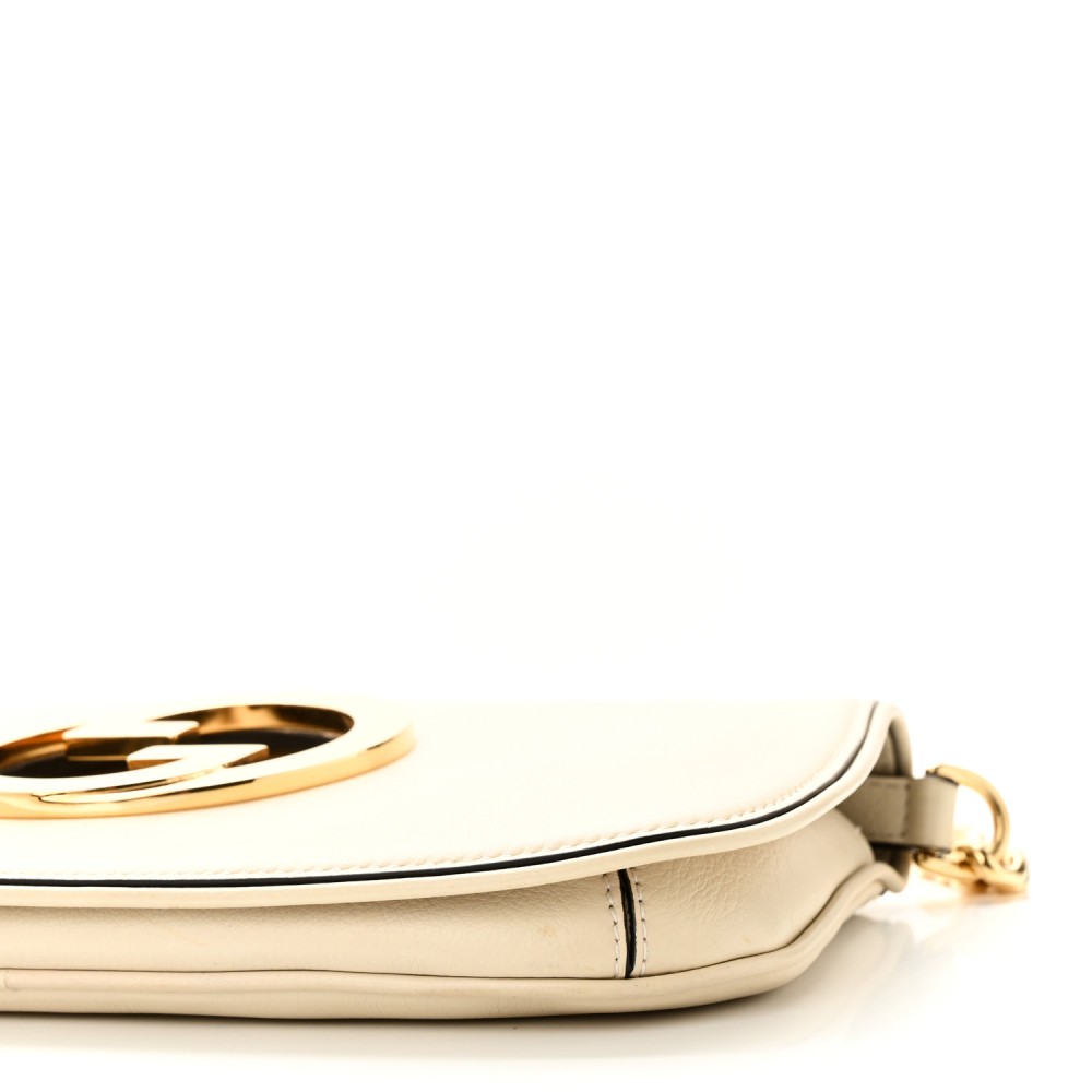 Roxy Calfskin Blondie Chain Shoulder Flap Bag Mystic White