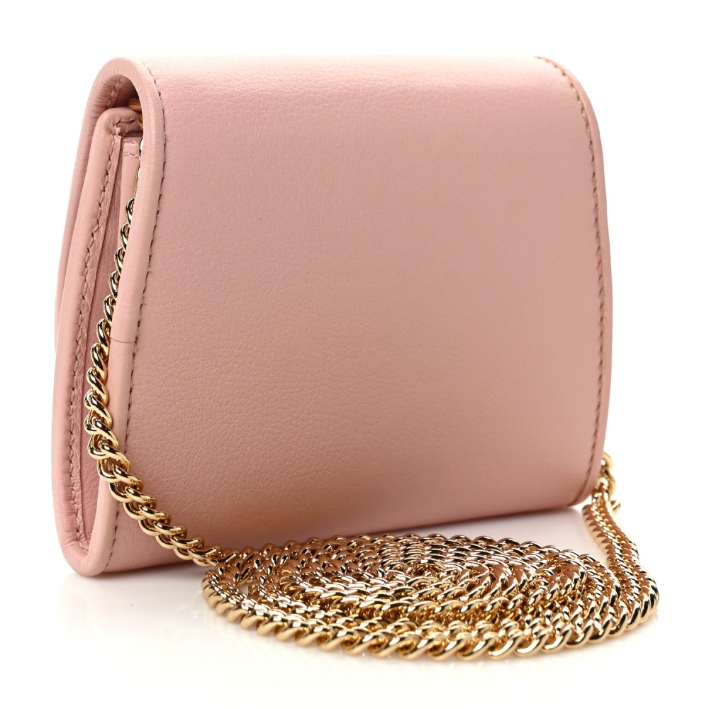 Roxy Calfskin Medium Blondie Chain Wallet Powder Pink