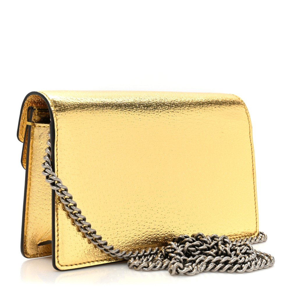 Metallic Calfskin Super Mini Dionysus Shoulder Bag Gold