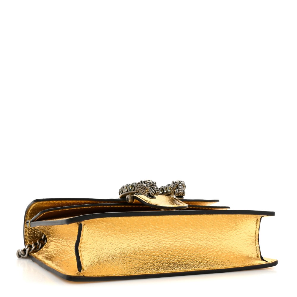 Metallic Calfskin Super Mini Dionysus Shoulder Bag Gold