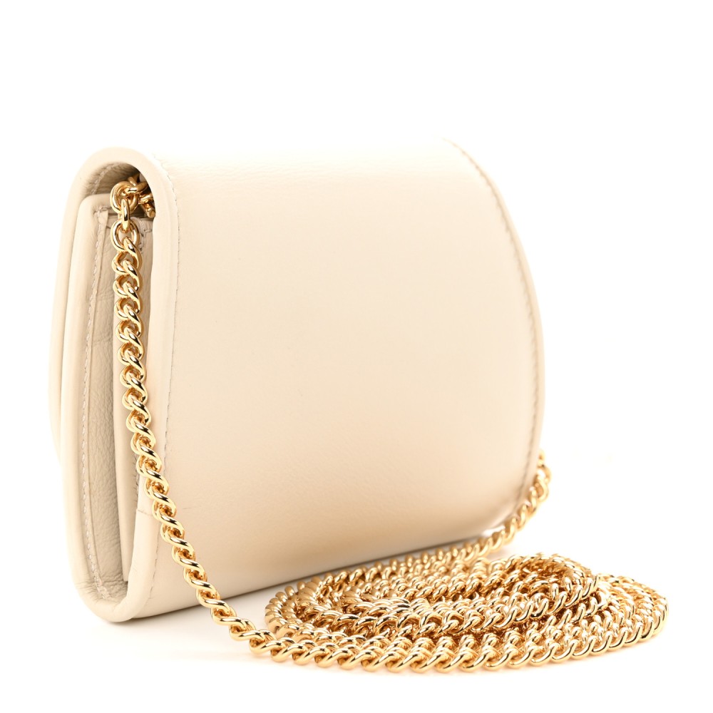 Roxy Calfskin Medium Blondie Chain Wallet Mystic White