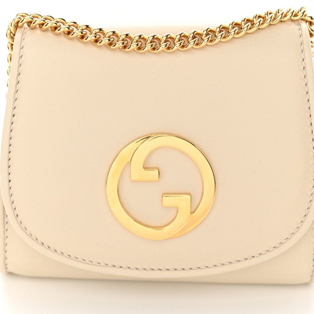 Roxy Calfskin Medium Blondie Chain Wallet Mystic White