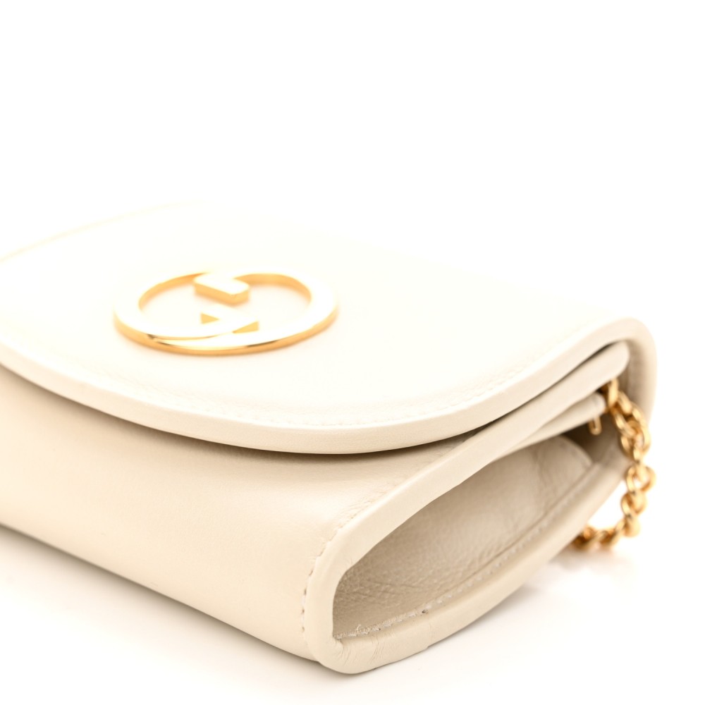 Roxy Calfskin Medium Blondie Chain Wallet Mystic White