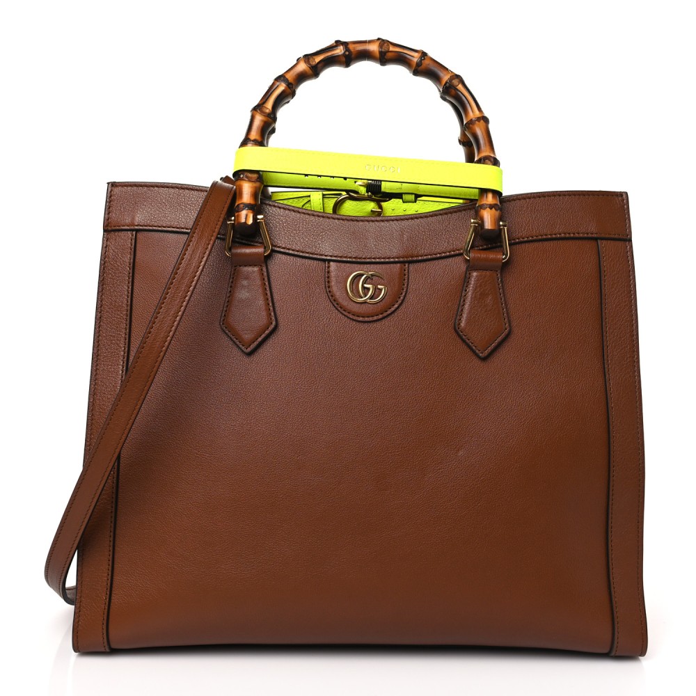 Wonka Grain Calfskin Medium Diana Tote Bag Cuir Yellow Fluo