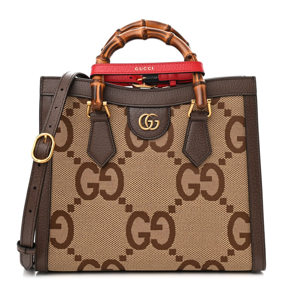 Monogram Jumbo GG Textured Dollar Calfskin Small Diana Tote Bag Camel Ebony New Acero Pomegranate Red