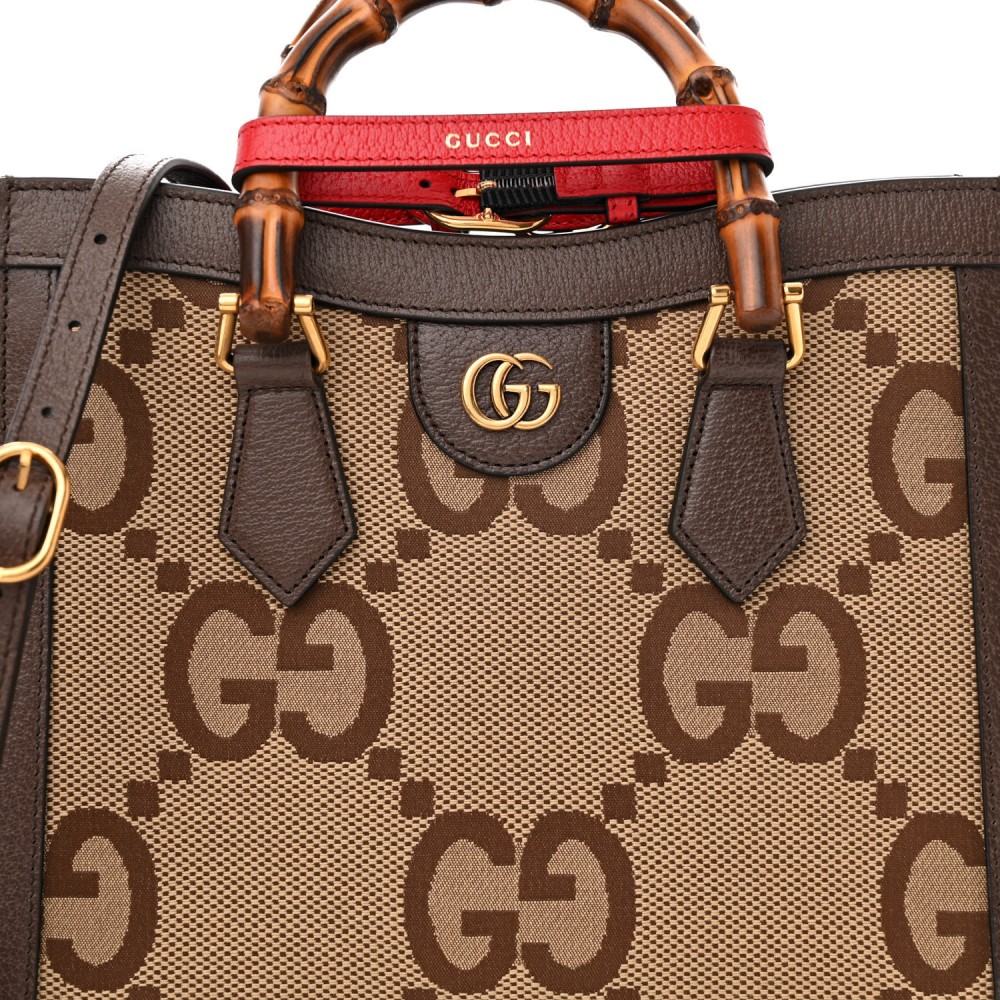 Monogram Jumbo GG Textured Dollar Calfskin Small Diana Tote Bag Camel Ebony New Acero Pomegranate Red