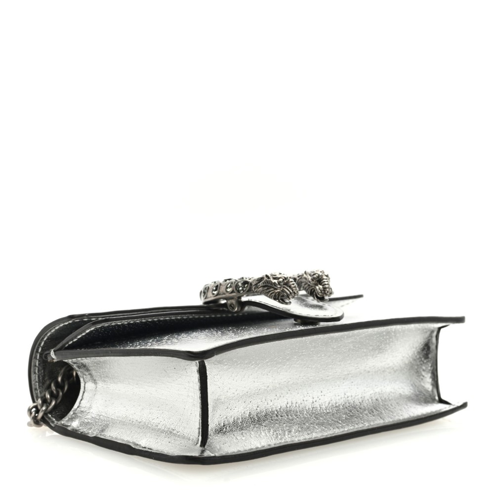 Metallic Calfskin Super Mini Dionysus Shoulder Bag Silver