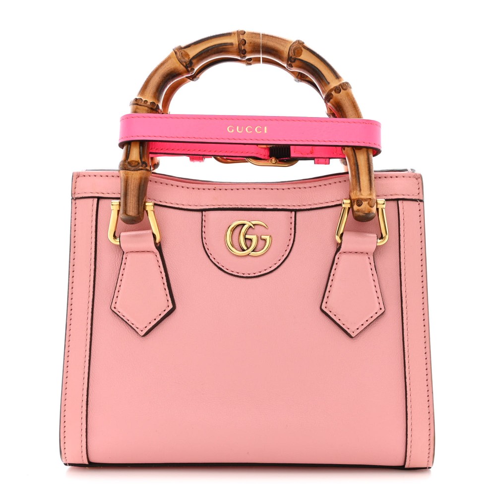 Wonka Grain Calfskin Mini Diana Tote Bag Wild Rose Fuxia Fluo