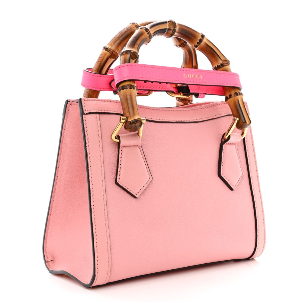 Wonka Grain Calfskin Mini Diana Tote Bag Wild Rose Fuxia Fluo